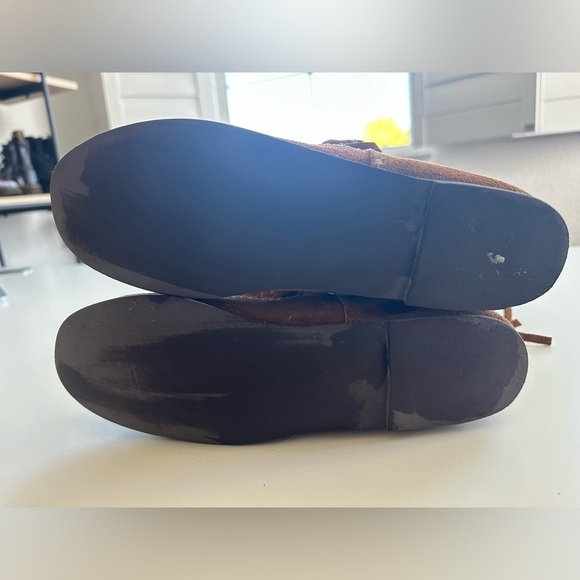 Minnetonka 3 layer fringe Bohemian Boho Leather Suede Boots Size 10 - Picture 6 of 11